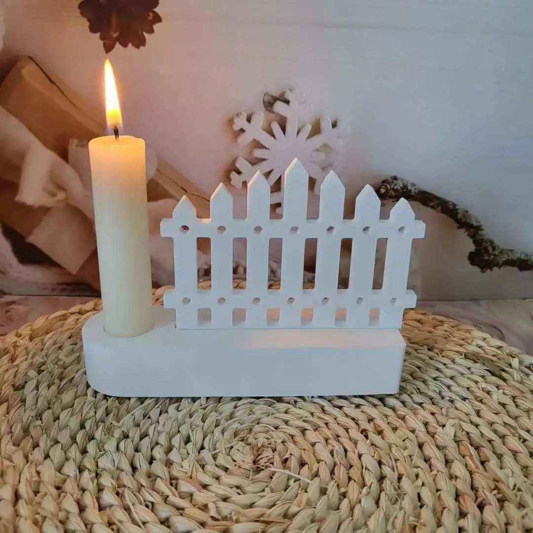 DIY Fence Candle Holder Silicone Mold Concrete Cement Candle Holder Mould Resin Plaster Candle Stand Craft Molds Home Decor