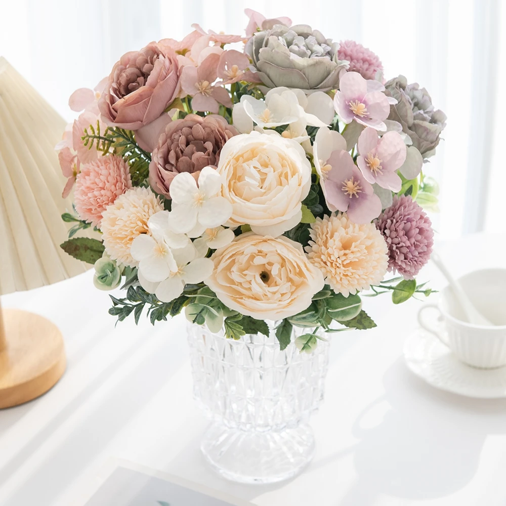 Künstliche Blume Seide Pfingstrose Ball Chrysantheme Outdoor Garten Hochzeit Brautstrauß Weihnachten Zuhause Vase Festival Party Diy Geschenk