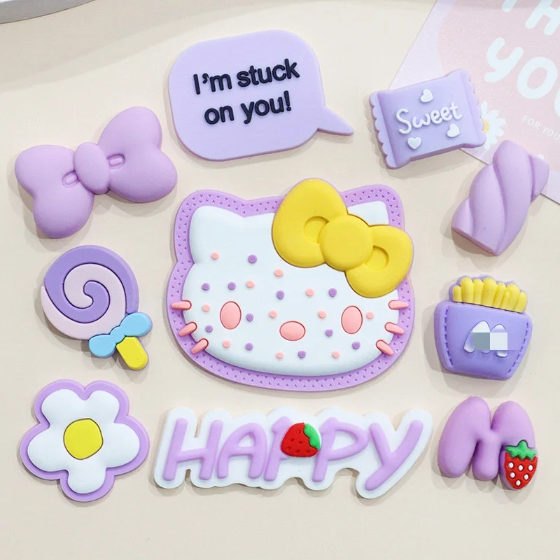 

MINISO New Purple Cake Biscuits HelloKitty Charm Shoes Accessories DIY Hole Shoes Sandals Decoration Removable Shoe Flower Gift