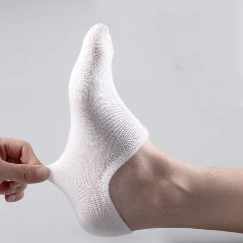 5 Pasang/Lot Kaus Kaki Pria Model Boat Soc Silikon Tak Terlihat Bahan Katun, Kaus Kaki Pendek Pria, Sandal Kaus Kaki Meia