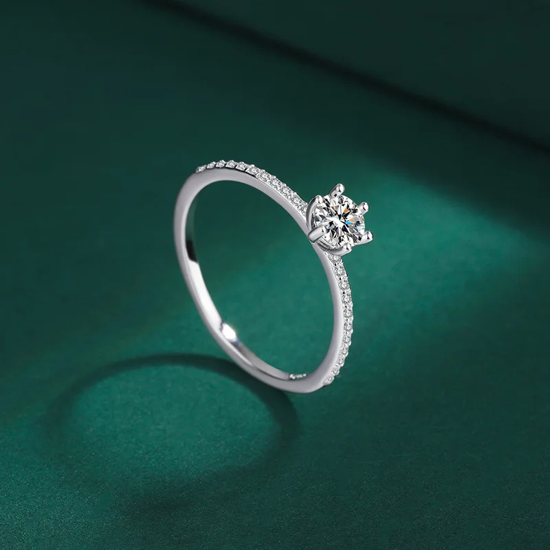 JoiasHome 925 Sterling Silber Moissanit-Ring für Damen, 4,5 mm, minimalistischer Sternenhimmel-Schmuck, Geschenk zur Verlobung – Detail 4