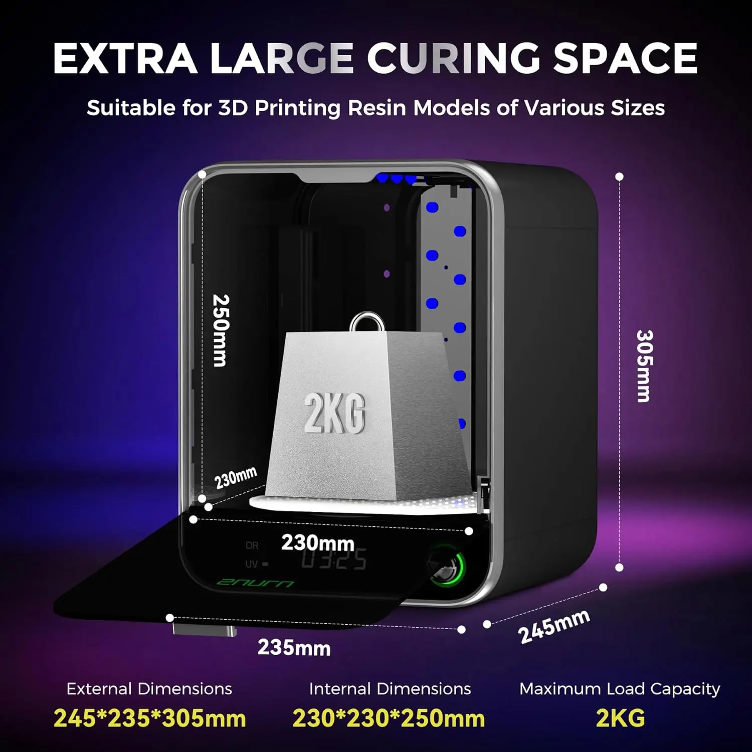 SUNLU kotak Curing UV Resin II kotak pengobatan Photopolymer Resin 405nm lampu UV Curing Machine untuk pencetak Resin 3D Gratis ongkir