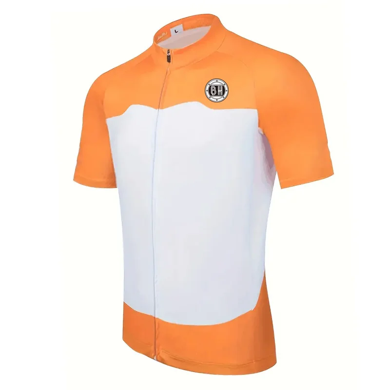 Men orange popular Quick Dry Moisture Wicking casual full zip bike jersey