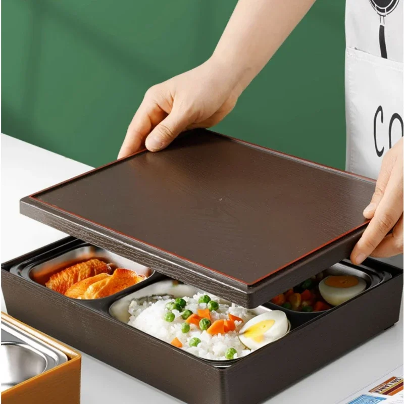 Stainless Steel Lunch Boxes Insulated Lunch Box with Lid Water Filled Hot Rice Bento Box Large Capacity Lunch Container for Kids