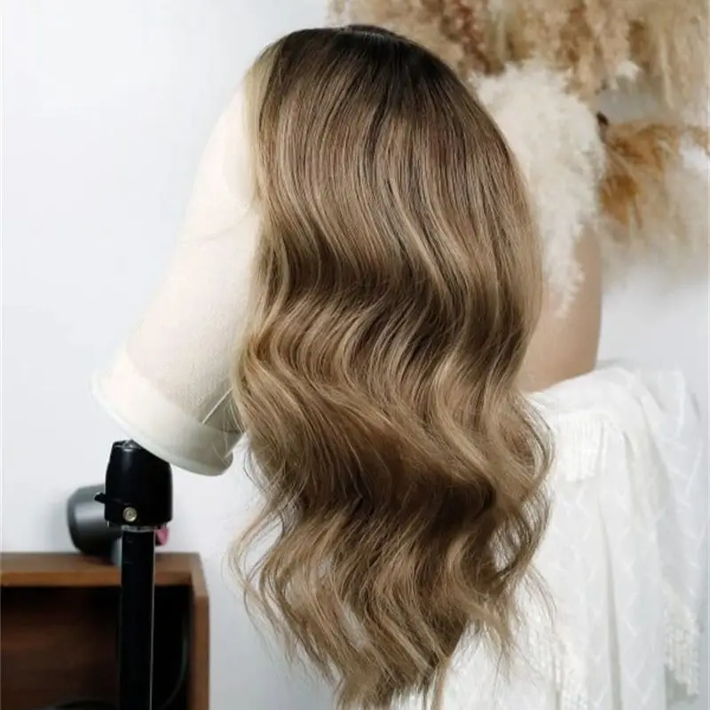 Ombre Brown Blonde Glueless Wig Lace Front Synthetic Short Wave Bob for Women - Quality Hairpiece for White & Black Women