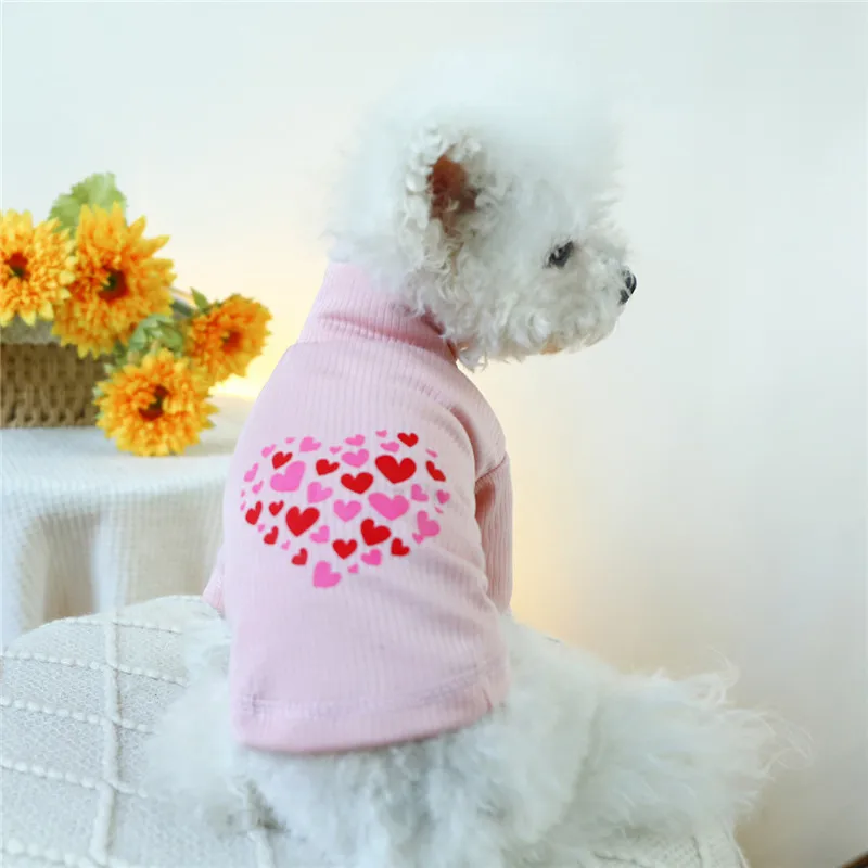 Heart Pattern Turtleneck Sweatshirt for Small Dogs and Cat,Hoodies Shirt,Pet Clothes,Spring Valentine\'s Day,Sweet,Chihuahua York