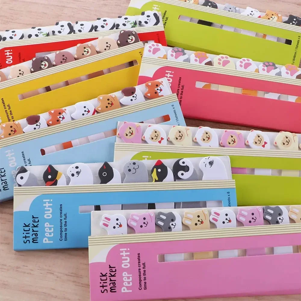Koreanisches Schreibwaren-Set mit Cartoon-Tieren, Niedliche Sit N Times Klebenotizen, Persönliche Mini-Notizzettel, Süße Büroartikel – Detail 2