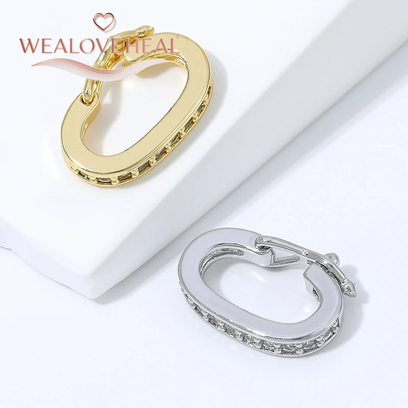 Luxuriöser Micro-Pavé-Zirkon Ovaler Universalverschluss, 18K Vergoldeter Messing-Mechanischer Verschluss für DIY Halsketten- und Armband-Schmuckzubehör – Detail 20
