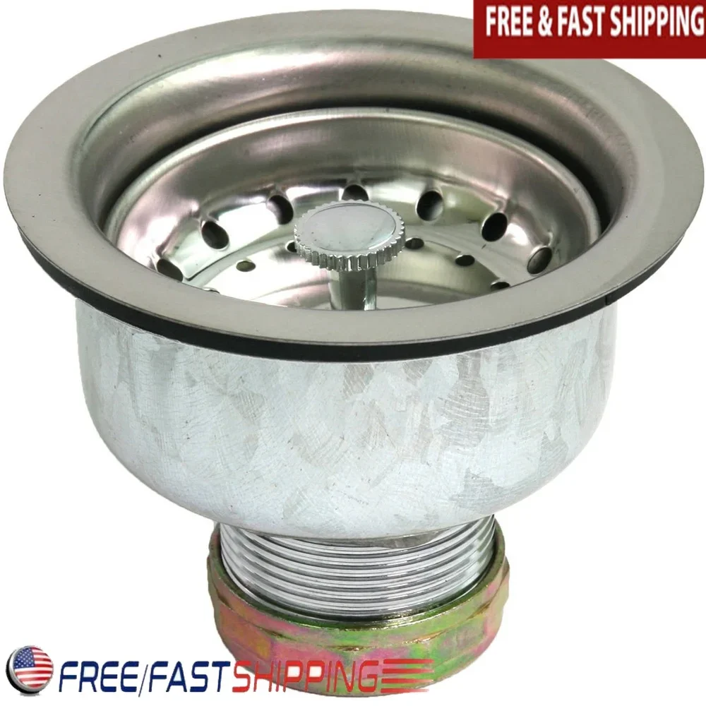 

Фильтр для раковины из нержавеющей стали 374, длинный хвостовик, дизайн с двойной чашкой, сверхмощная кухонная сливная корзина, стальной фланец 304, идеально подходит