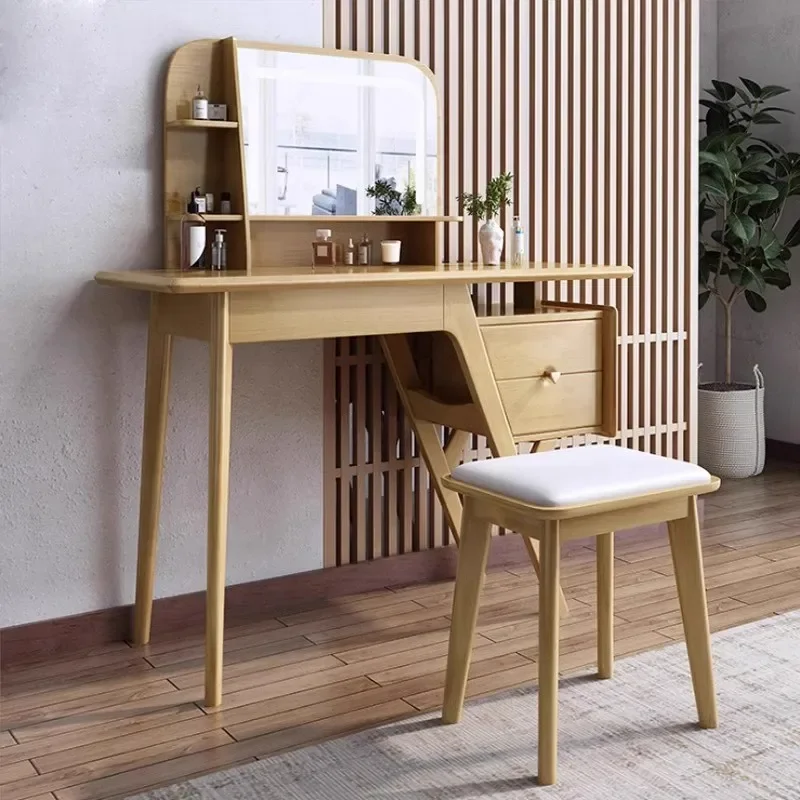 

FG10*Modern solid wood dresser simple Nordic small apartment multi-functional storage cabinet with mirror