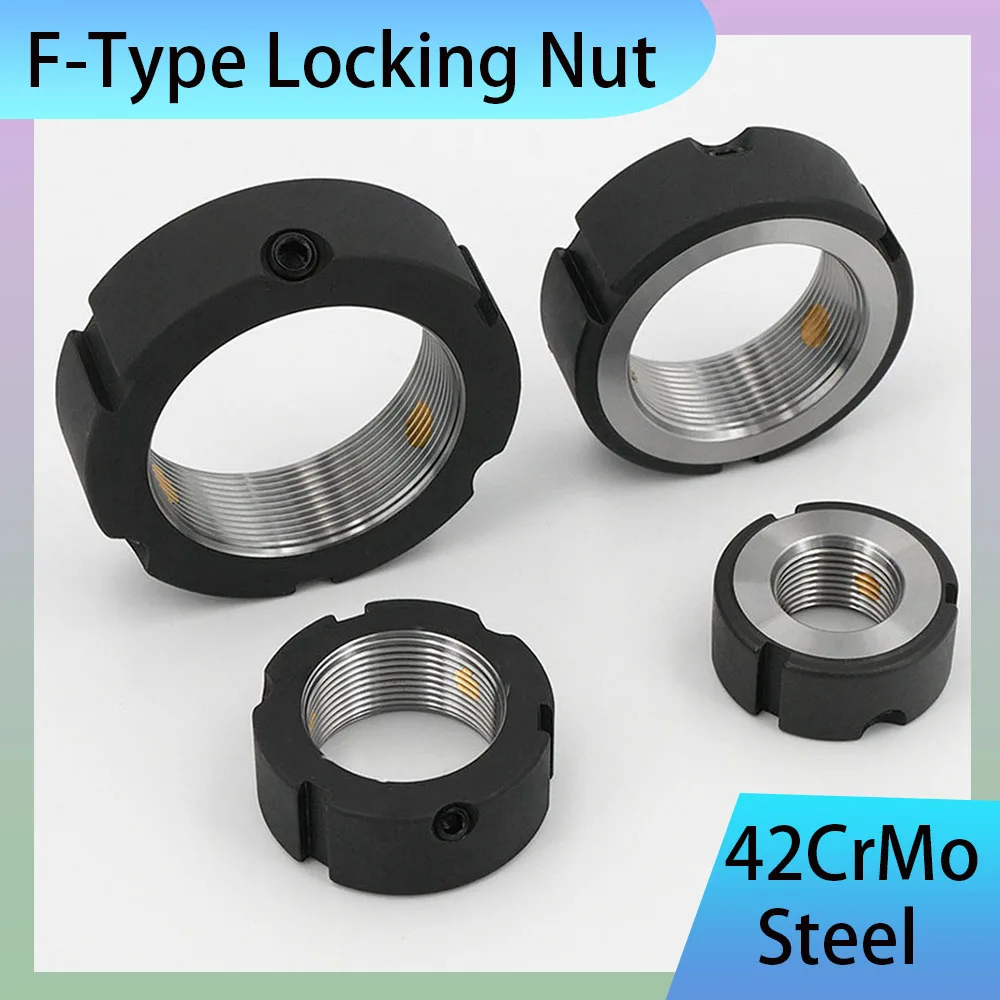 1Pcs M76-M130 F-Type Tooth Flank Locking Nut 42CrMo Steel Pitch 1.5/2mm CNC Spindle Bearing Anti Loosening And Anti Retreat Nut