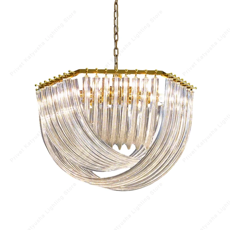 

Black Stainless Steel with Curved Crystal Glass Ceiling Chandelier Led Dimmable Luxury Nordic Light Fixture for Dining Room