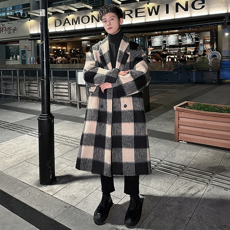 LUZHEN British Style Gentleman's Long Woolen Coat Winter Temperament Elegance Casual Handsome Double Breasted Trench Tops LZ8010