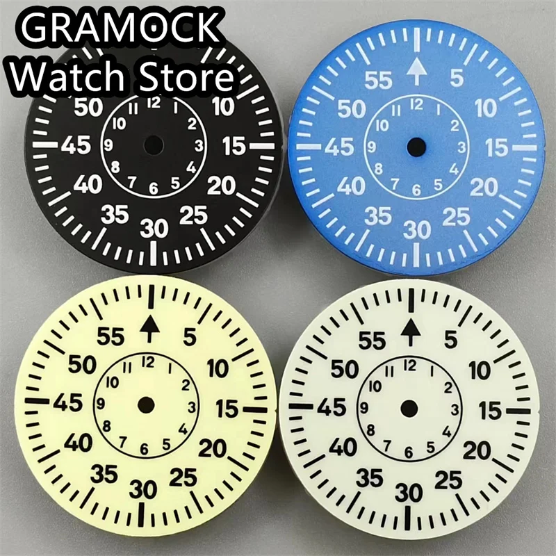 GRAMOCK 29mm Full Green Luminous Pilot dial Creamy Blue Black NH35 NH36NH38NH34 ETA2824 2836 PT5000 Miyota DG Series Movement