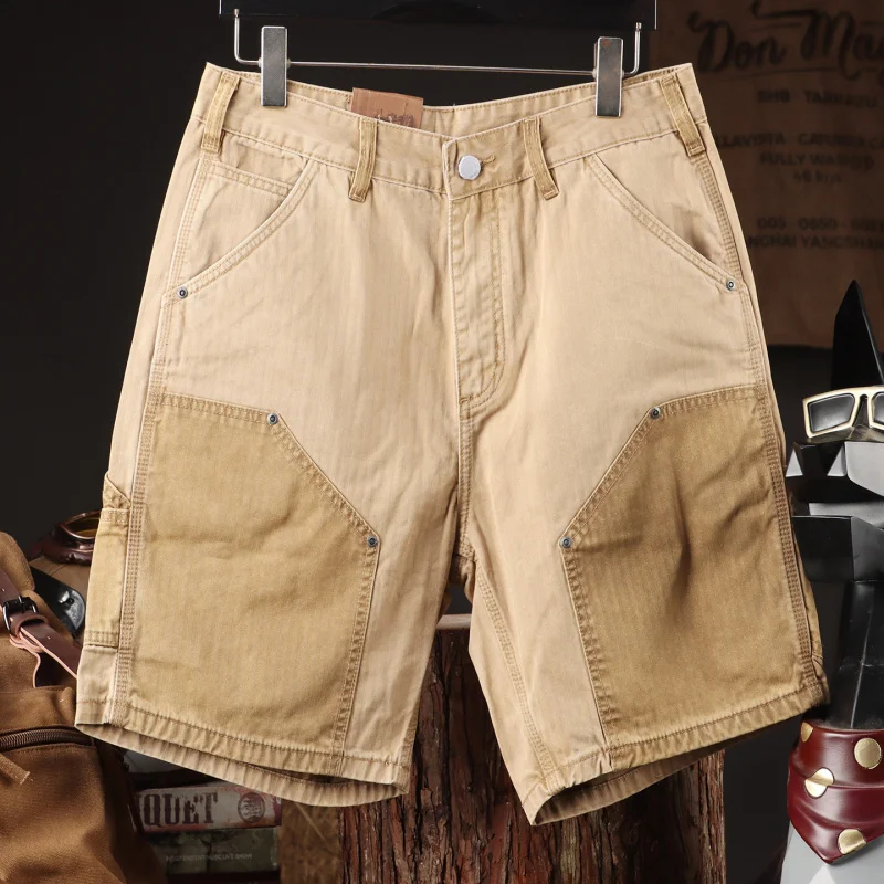 

Персонализированные повседневные шорты весны/лета 202, свободные прямые брюки, тяжелые винтажные брюки из пяти частей