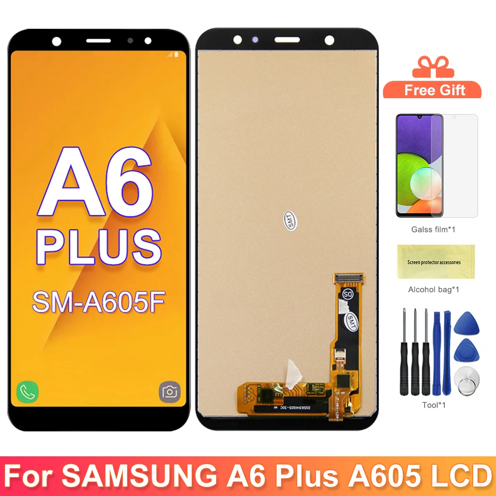 A6 Plus Display Screen For Samsung Galaxy A6 Plus 2018 LCD Display Touch Screen Digitizer Parts For Samsung A605 A605F A605FN