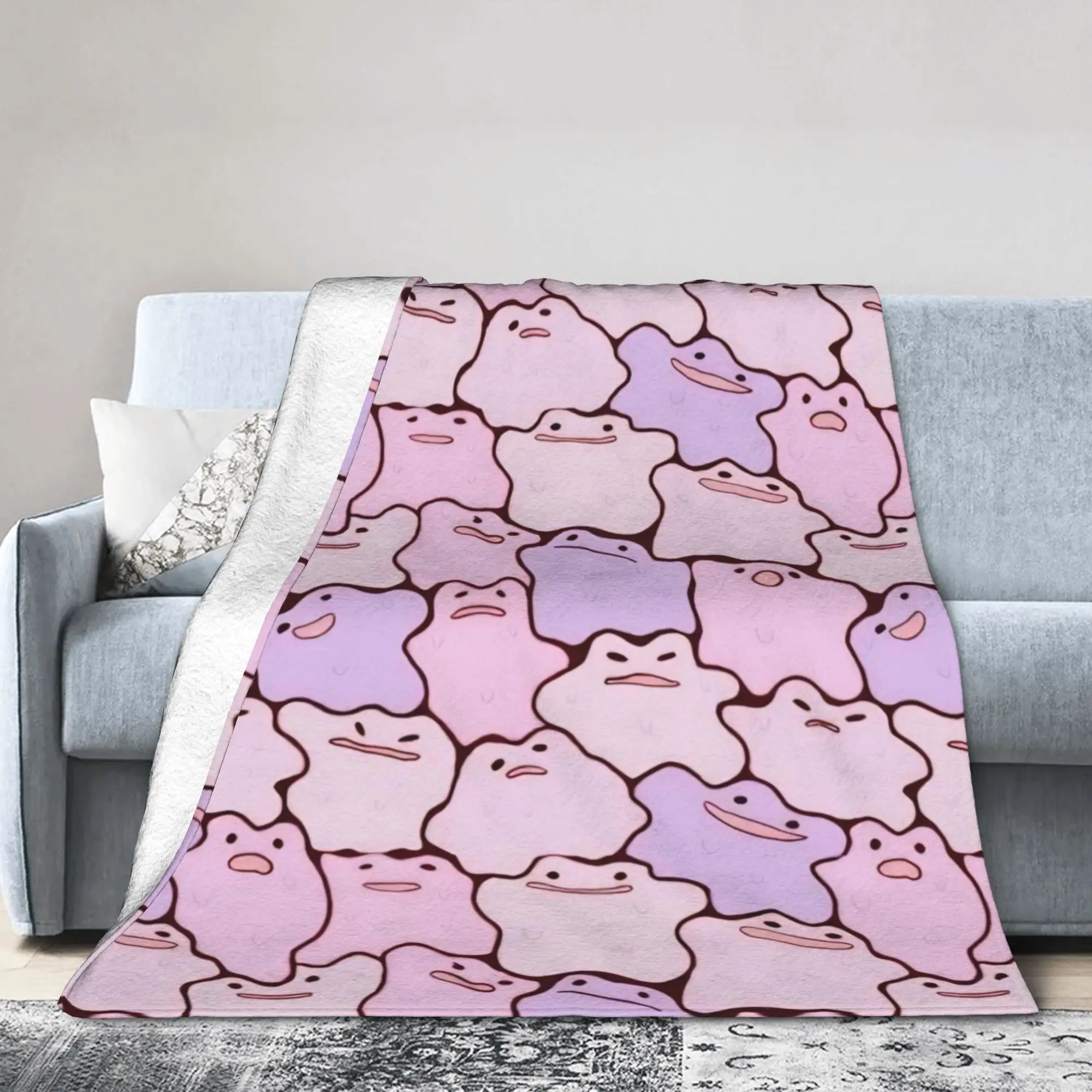 Dittoes Transform Purple blob Knitted Blankets Imposter Cartoon Flannel Throw Blankets Rug Piece Lightweight Gift Multi-function
