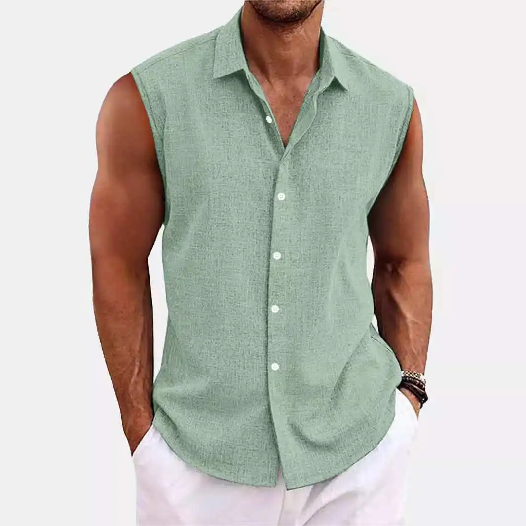 

Pure Color Button ort Sve irt Stand Collar Ice Sensation Polyester Fiber Summer Youth Sle Commute Wind Ultra ort L...