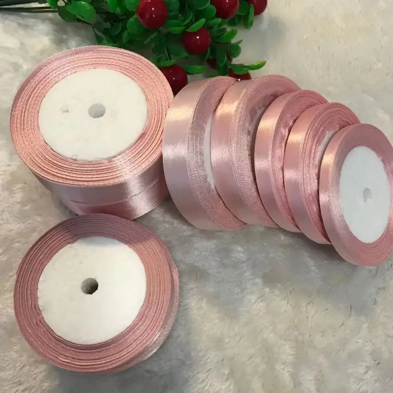 6mm-50mm Coral Pink Silk Satin Ribbon Party Wedding Decoration Gift Wrapping Christmas Birthday DIY Material Supplies 25yards