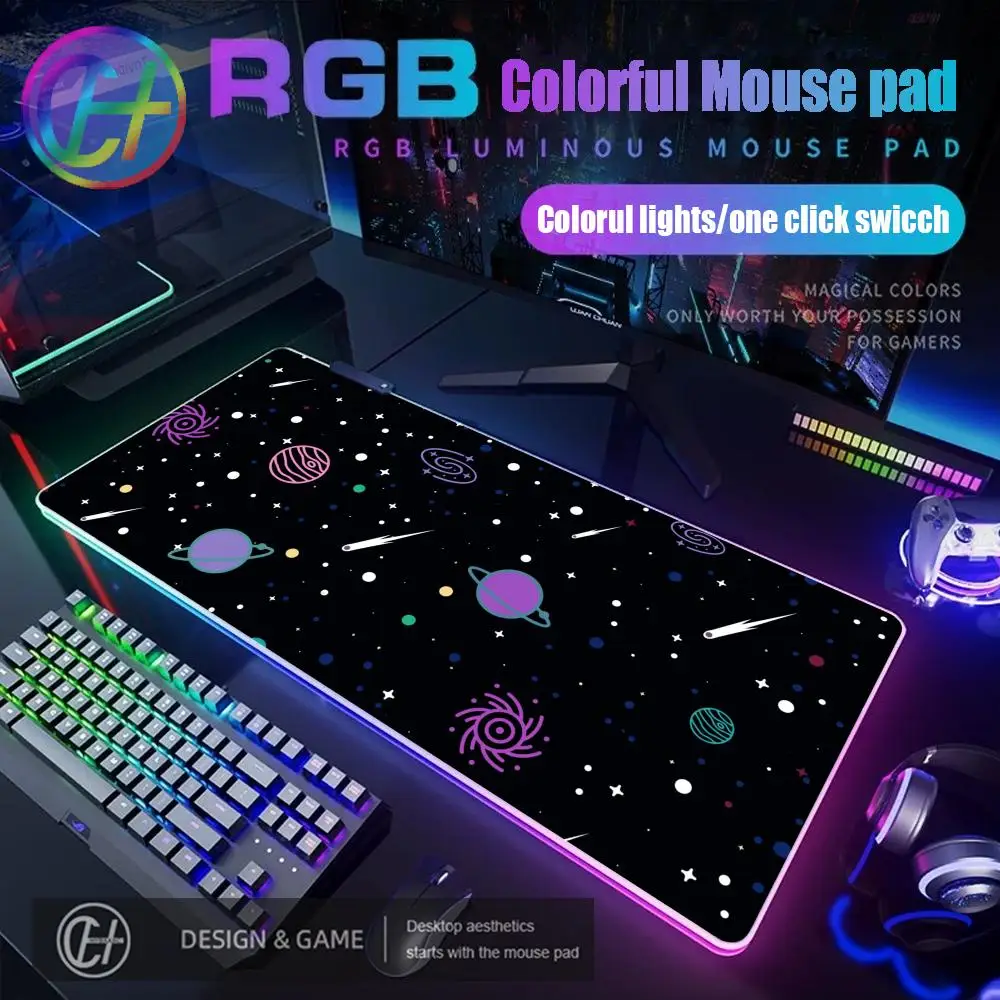 

HYBXAXC Коврик для мыши с черным отверстием RGB игровой коврик для мыши Настольный коврик HD Gamer Большой светодиодный светильник XXL 100X50 Коврик для мыши