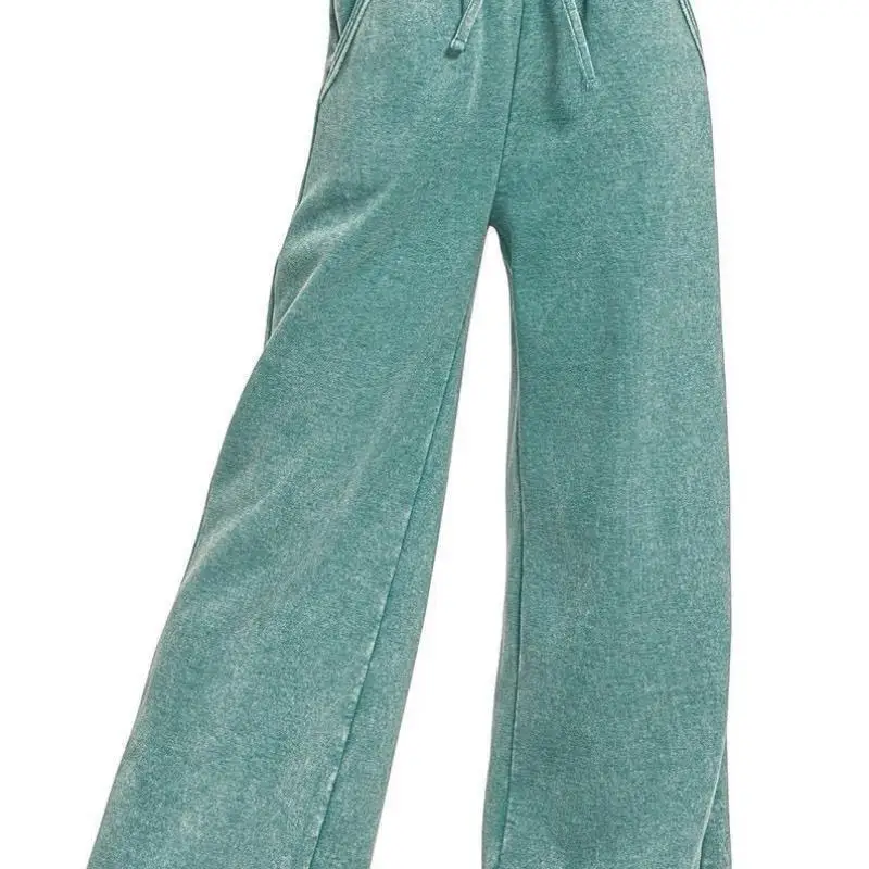 

Pink Wide Leg Acid Wa Sports Pants Women's High Waist Straight Leg Casual Trousers Korean Sle Neutral G All Cotton