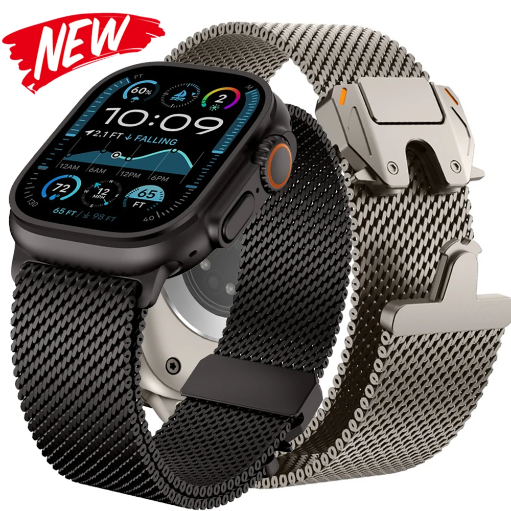 

Milanese Loop Strap For Apple Watch Ultra 3 49mm Stainless Steel Band For iWatch Series 11 10 9 8 7 6 5 SE 46mm 45mm 44mm 42mm