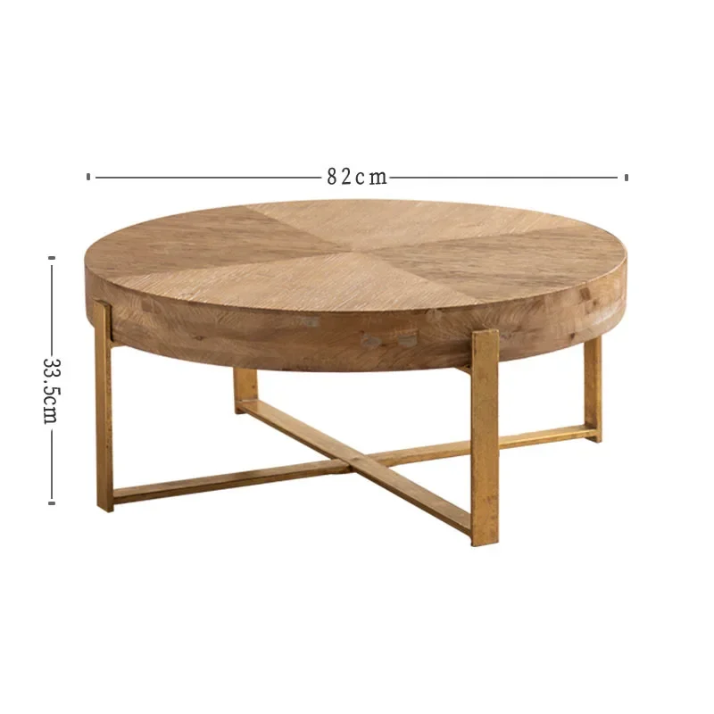 Simple Retro Square Solid Wood Coffee Tables with Iron Legs Luxury Sofa Side Round Table Center Table for Living Room Furniture