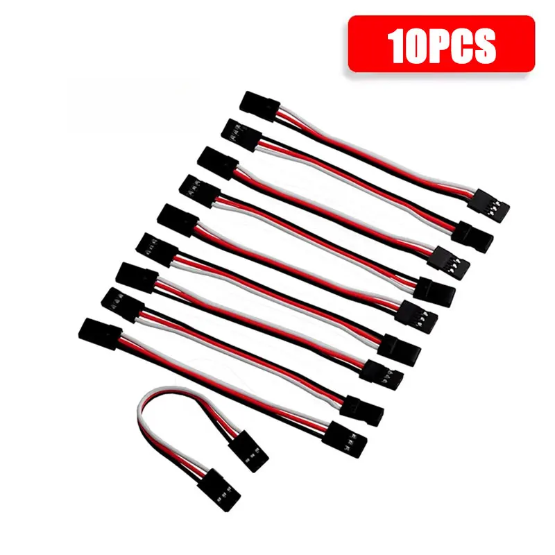 JR Plug Servo Extension Lead Wire Cable AWG22 100mm 10cm Servo Extension Cord Male to Male 10PCS for RC Plane Workstation