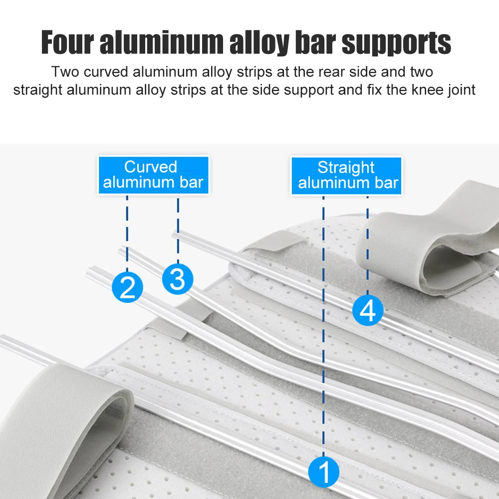 3-panelowy Immobilizer kolana z pełnym ulga dla nóg, prosta szyna kolanowa ze stopu aluminium-do złamań kolana, ACL,MCL, łąkotki