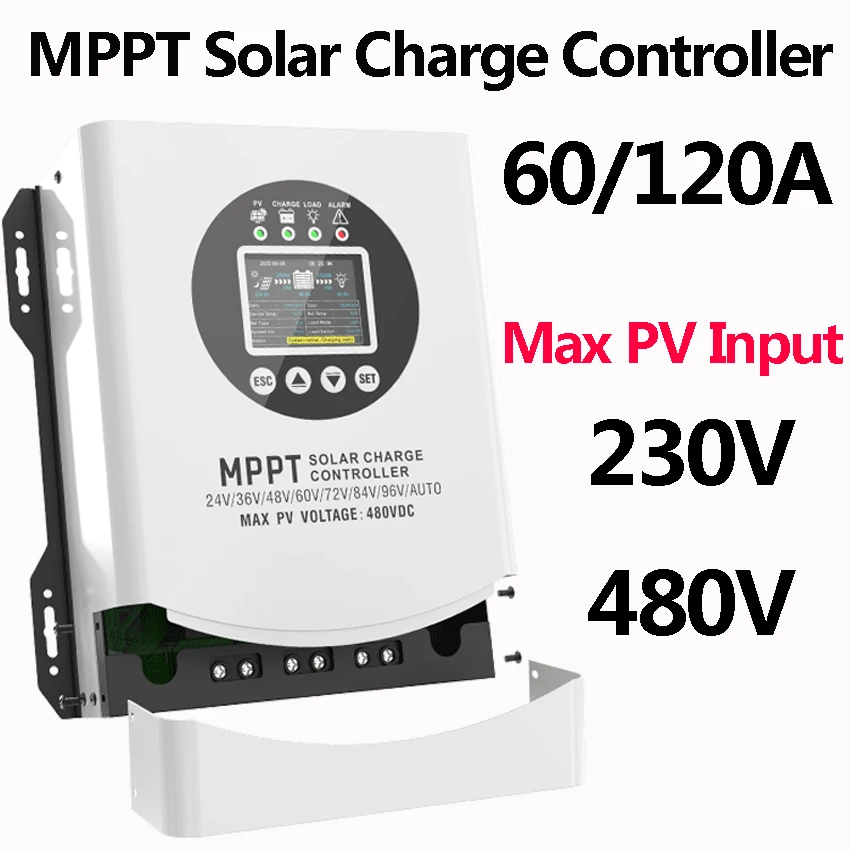 Contrôleur de charge solaire MPPT 60A 120A, entrée PV 36-480V ou 18-230V