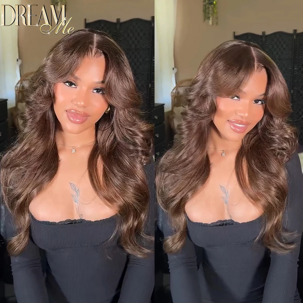 250% Pre Everything 7x5 HD Lace Closure Wigs Chocolate Brown Straight Hair Wigs Melt Skins 360 HD Glueless Human Hair Wigs