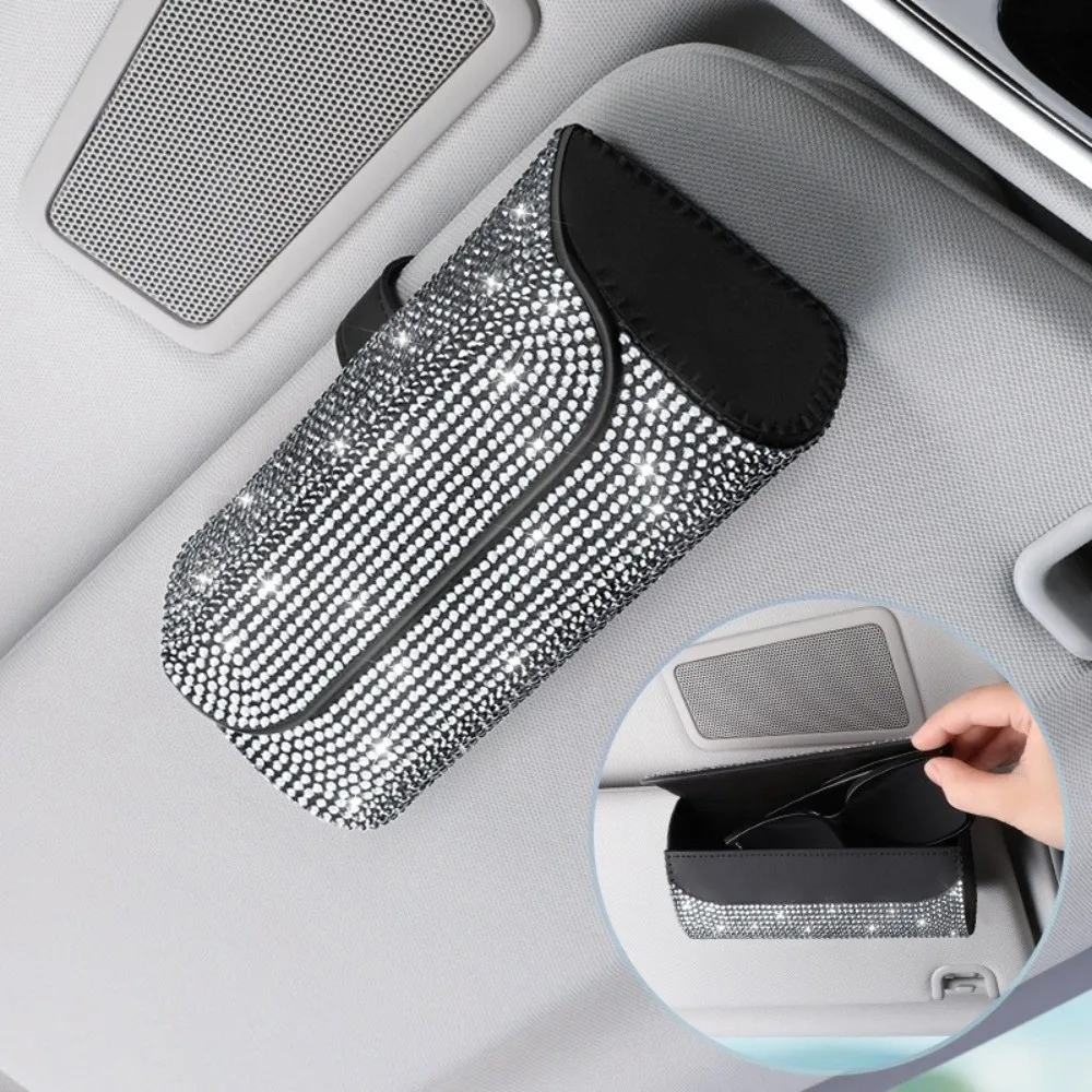 

Портативный футляр для очков с блестками, противоударный футляр для солнцезащитных очков с камнями, жесткий футляр для очков, автомобильные аксессуары