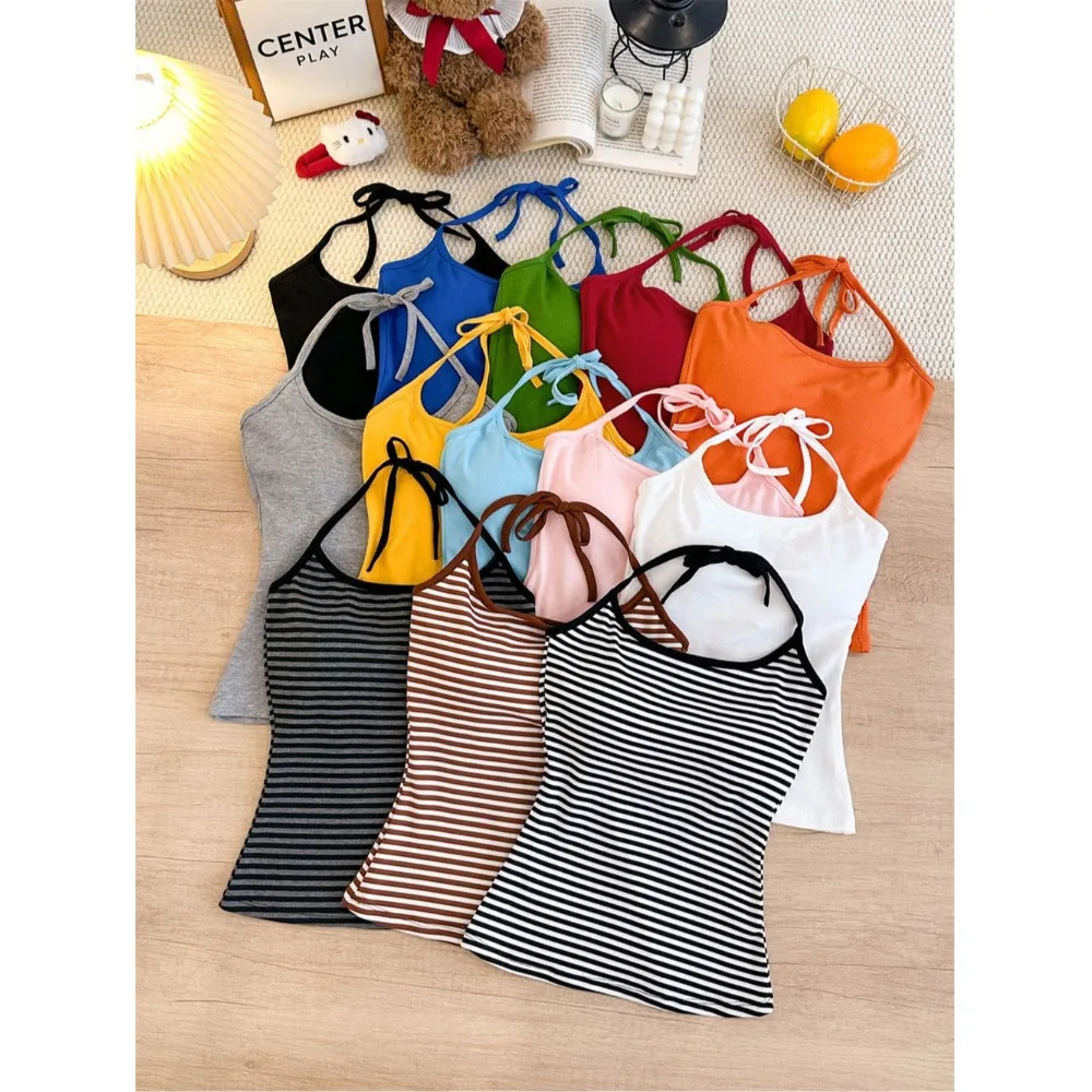 Sexy Thai Vacation Style Halter Neck  Color Women's Summer New Style Spicy Girl Sexy Backless Sleeveless Shoulder Baring...