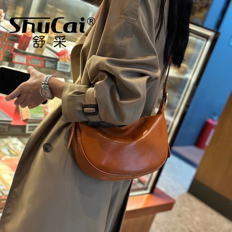 Genuine Leather Women's Underarm Bag Soft Leather Dumpling Bag New Crossbody Large Capacity Commuter Shoulder Bag for Woman 2026