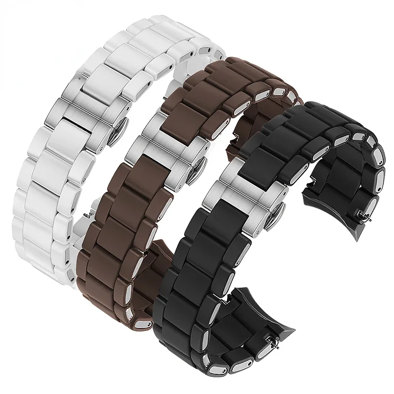 For Armani Ar5905 5906 Ar5920 Waterproof Sweat-Proof Rubber Watchband  Accessories 20mm 23mm Silicone Steel-Clad Watch Strap