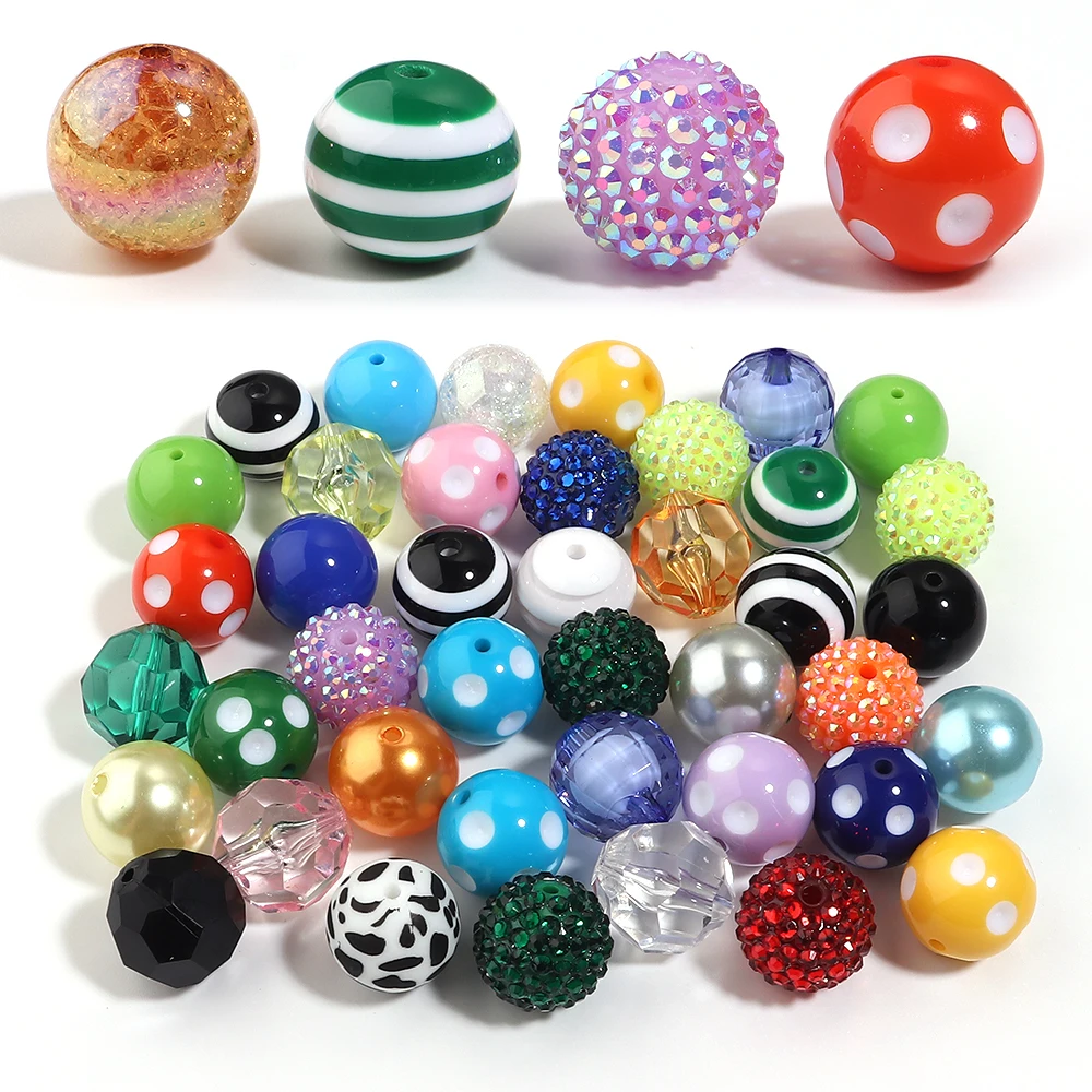 12/24 Stück 20mm Gemischte Runde Acrylperlen Lose Abstandsperlen DIY Bastelzubehör Schlüsselanhänger Armband Weihnachtsgeschenk Schmuckherstellungszubehör – Detail 4