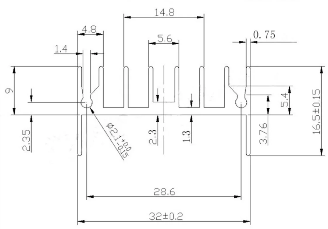 10pcs Power amplifier flat bridge radiator TO-3P TO-247 rectifier bridge radiator 32 * 17 * 30 with needle spacing 28mm