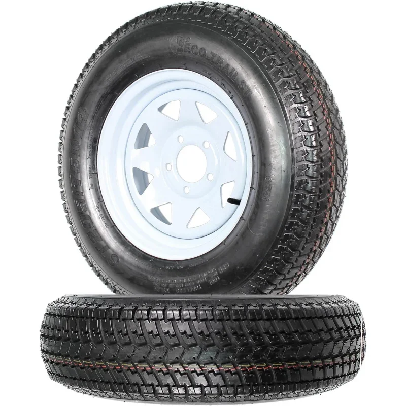 

2-Trailer Tire Rim ST205/75D14 2057514 F78-14 14 Load Range C 5 Lug White Spoke Wheel - 2 Year Warranty w/Free Roadside