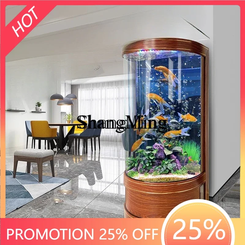 CL fish tank living room small new water-free integrated small glass semi-circular aquarium