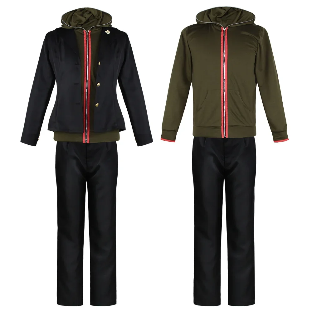 

2026 new Halloween Carnival Party Uniform Anime Danganronpa Cosplay Makoto Naegi Costumes Hoodie Jacket Pants Full Set Adult