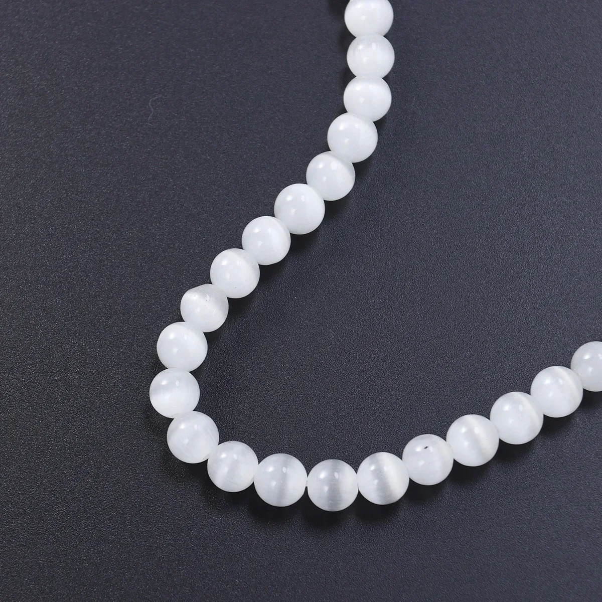 

50pc 8Mm Opal Gemstone Beaded Bracelet Natural Round Cat Eye Stone For Unisex Jewelry Gift Handmade Chain Beads Decor