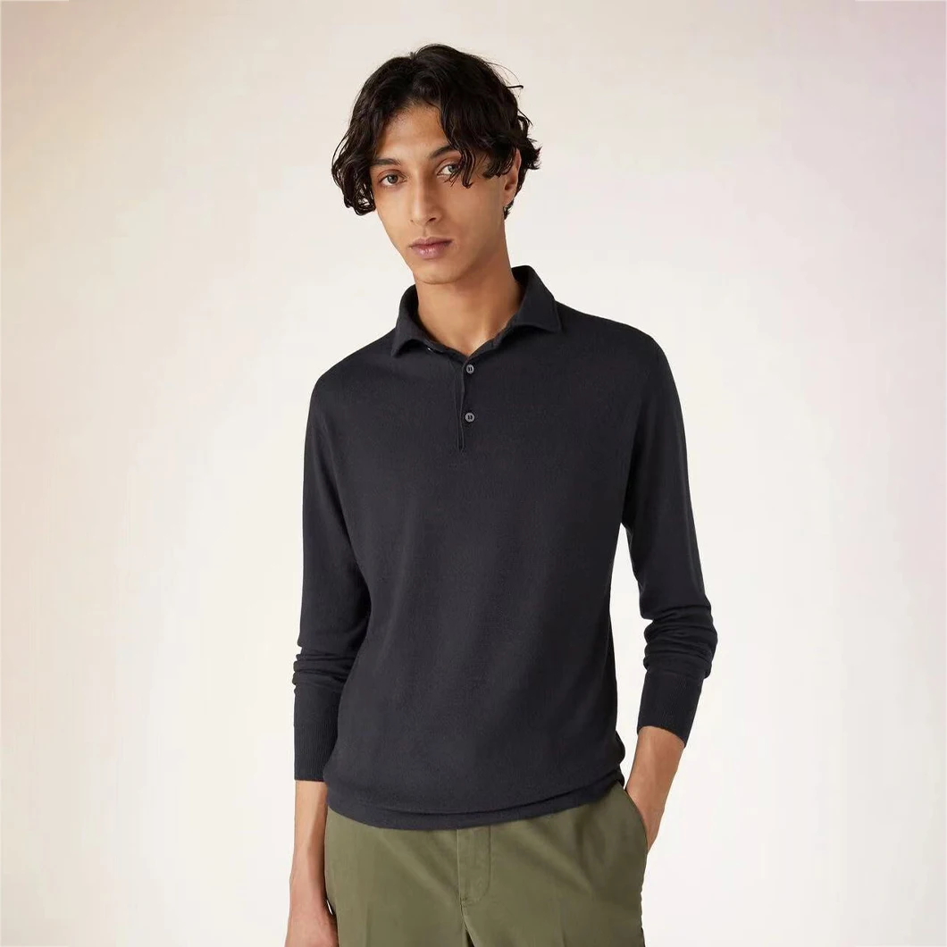 NIGO LP Men's Autumn And Winter Cashmere Long Sleeve Lapel Polo Shirt Knit Sweater Pullover Fitted Sweater #nigo61187