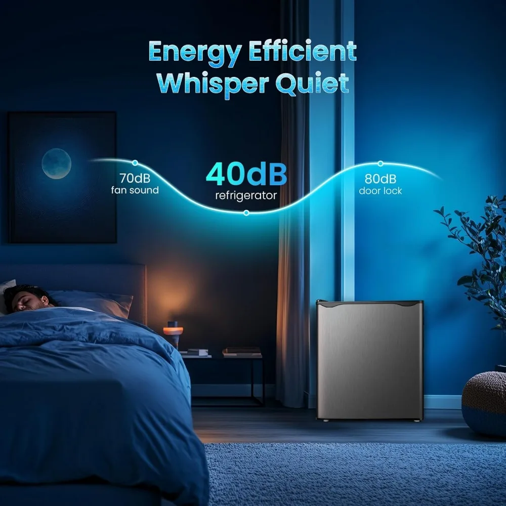 1.84 Cu.Ft Mini Fridge with Freezer, Single Door Compact Refrigerator, Dorm Small Fridge with 7 Temperatures