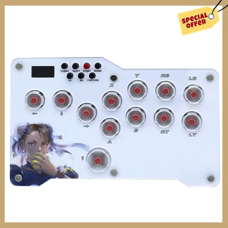 Mini Hitbox Fight Stick LED Mini Hitbox Controller Parts Accessories For PC PS4/PS3/Switch Arcade Joystick Fight Box