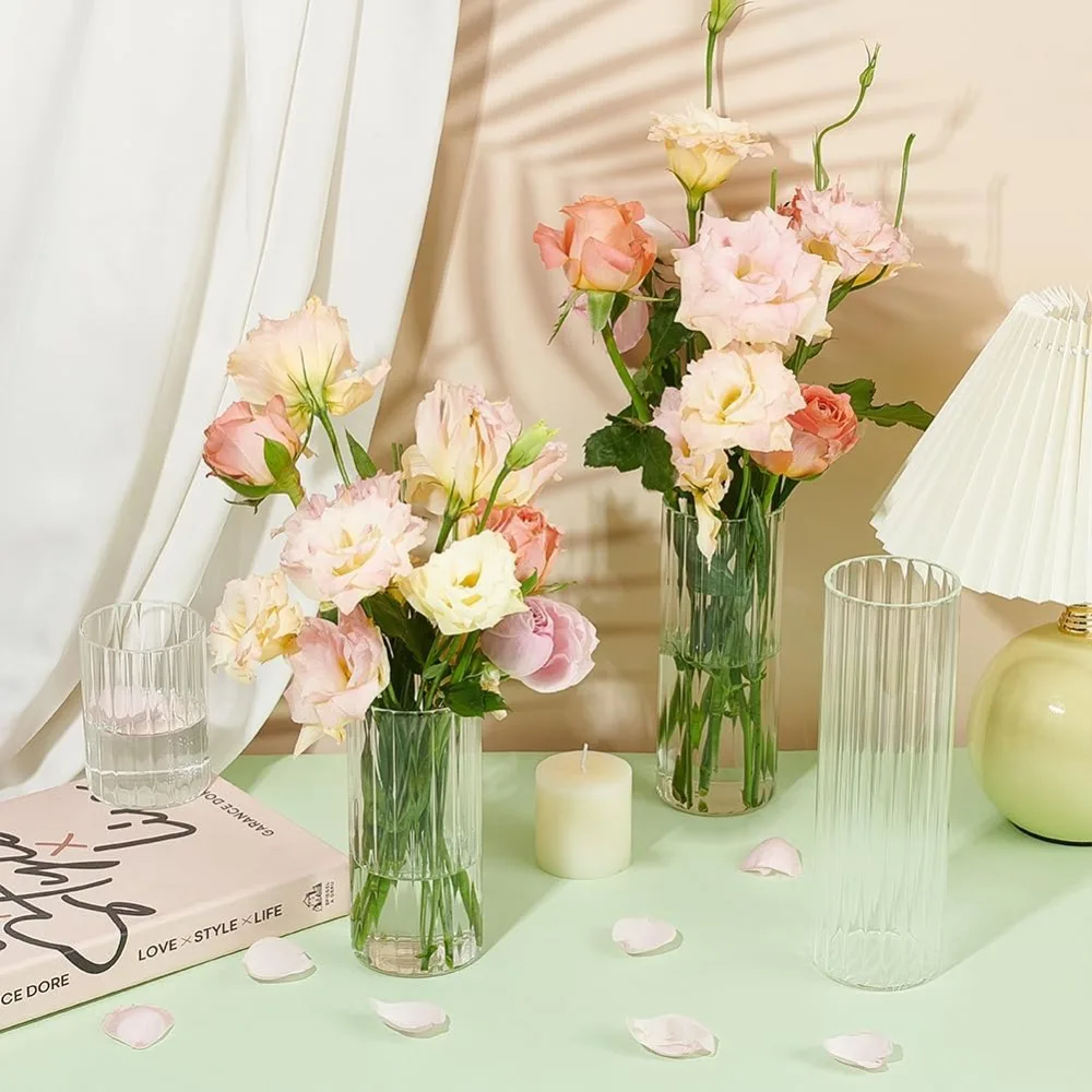 4 Size Glass Cylinder Vases 3.5/5.5/6.7/7.8 Inch Clear Flower Vase for Centerpieces Glass Containers for Pillar Candle Floating view 5