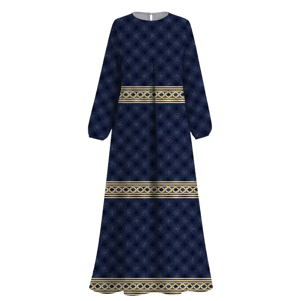 Demure Muslim Round Neck Abayas African Dresses 2024 Ramadan Muslim Printing Femme Abaya Turkey Dubai Islam Clothing Abaya Dress