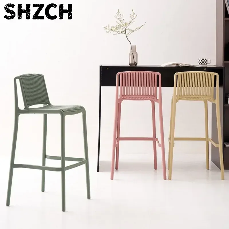 Nordic Simple Bar Chair Plastic High Stool Outdoor Back Chairs كرسي مطبخ Sillas Para Barras 2026 Chaise Salle A Manger