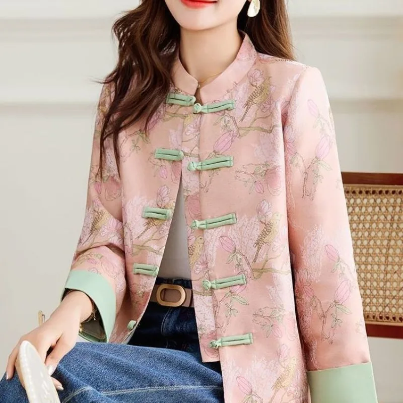 Autumn Chinese-style Women's Outerwear Spring Autumn New Chinese-style Top Outerwear Tang Suit Button-up Outerwear Autumn Style