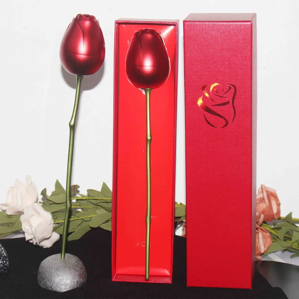 

MDL Moissa!ite style Rose Resin Bottom Bracket Ring Necklace Jewellery Valentine's Day Tanabata Gift Packaging