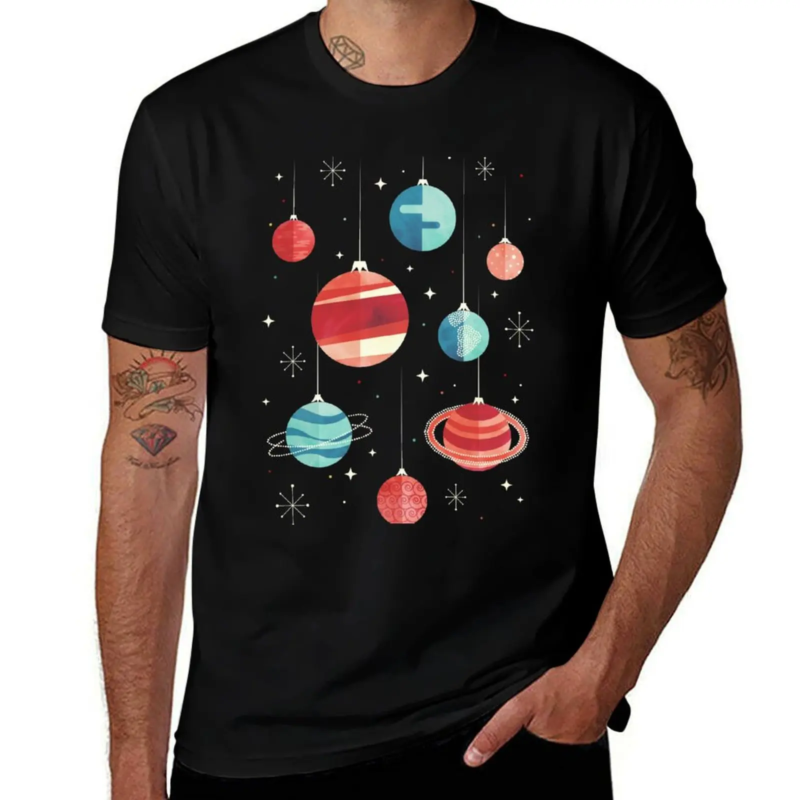 Joy to the Universe (Teal Version) T-Shirt Work Daily Short Sleeve Top T-Shirt